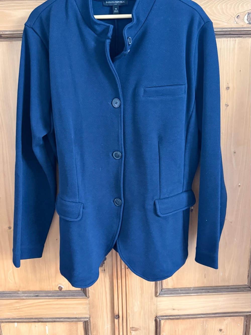 NWOT Banana Republic Factory Navy Collarless Ponte Button Blazer